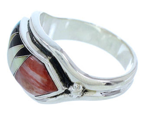Southwest Multicolor Silver Ring Size 7-1/2 YS72309